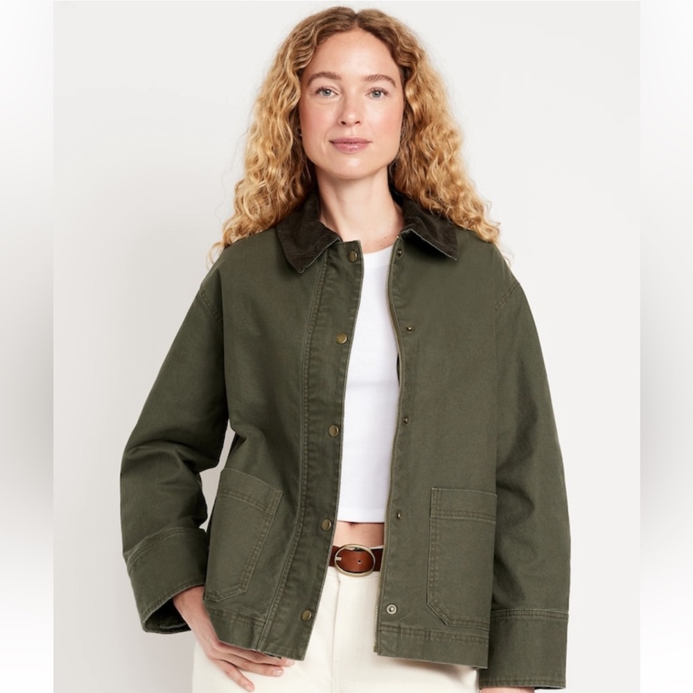 NWT Old Navy Canvas Barn Jacket Heritage Green Coat Small Tall